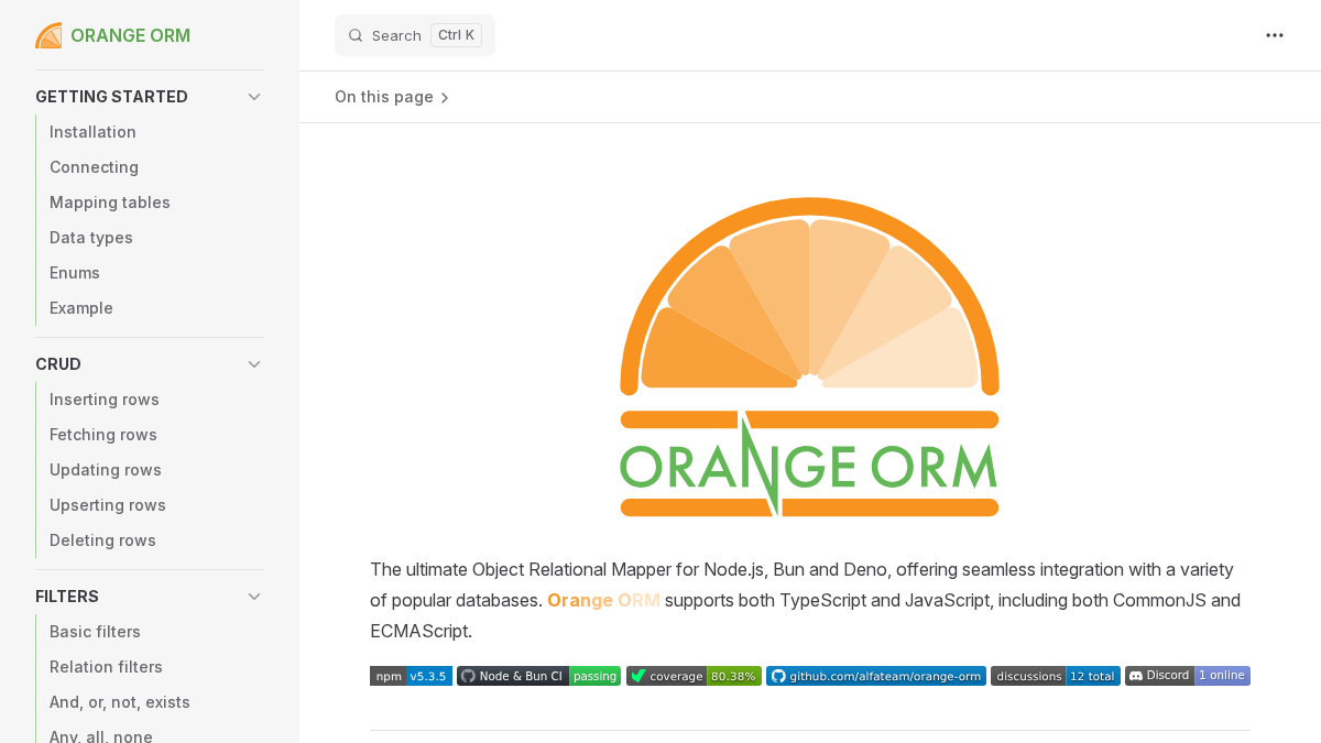 orange-orm.io 官网首页截图