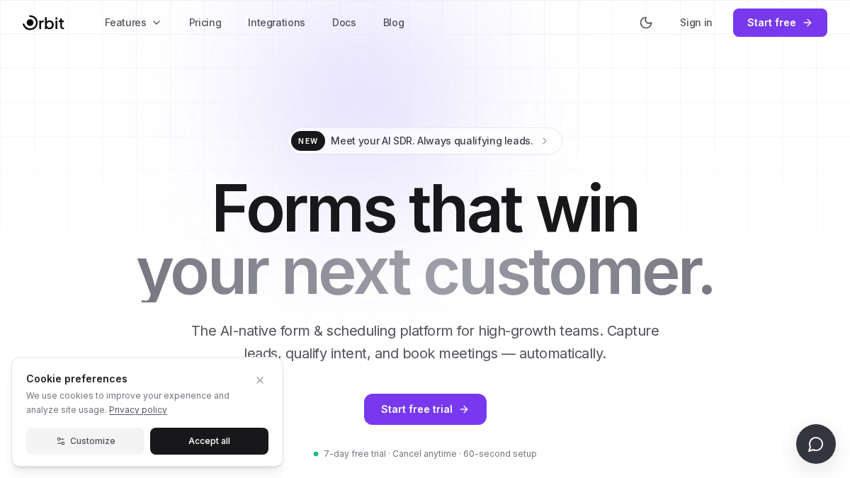 orbitforms.ai 官网首页截图
