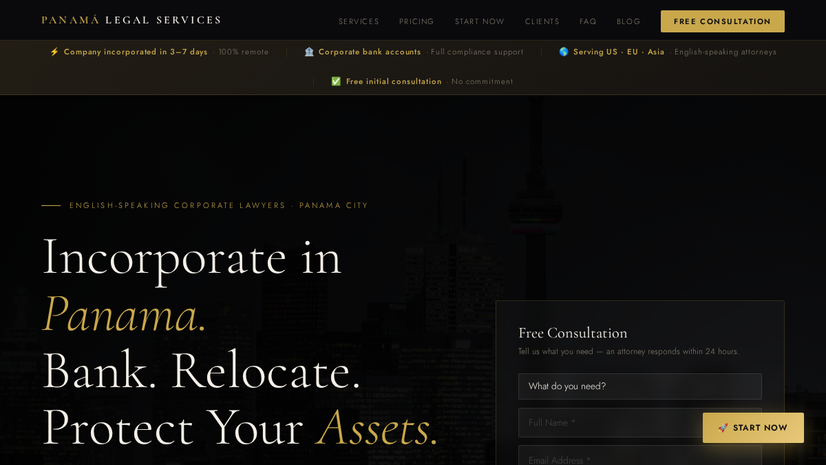 panamalegalservices.com 官网首页截图