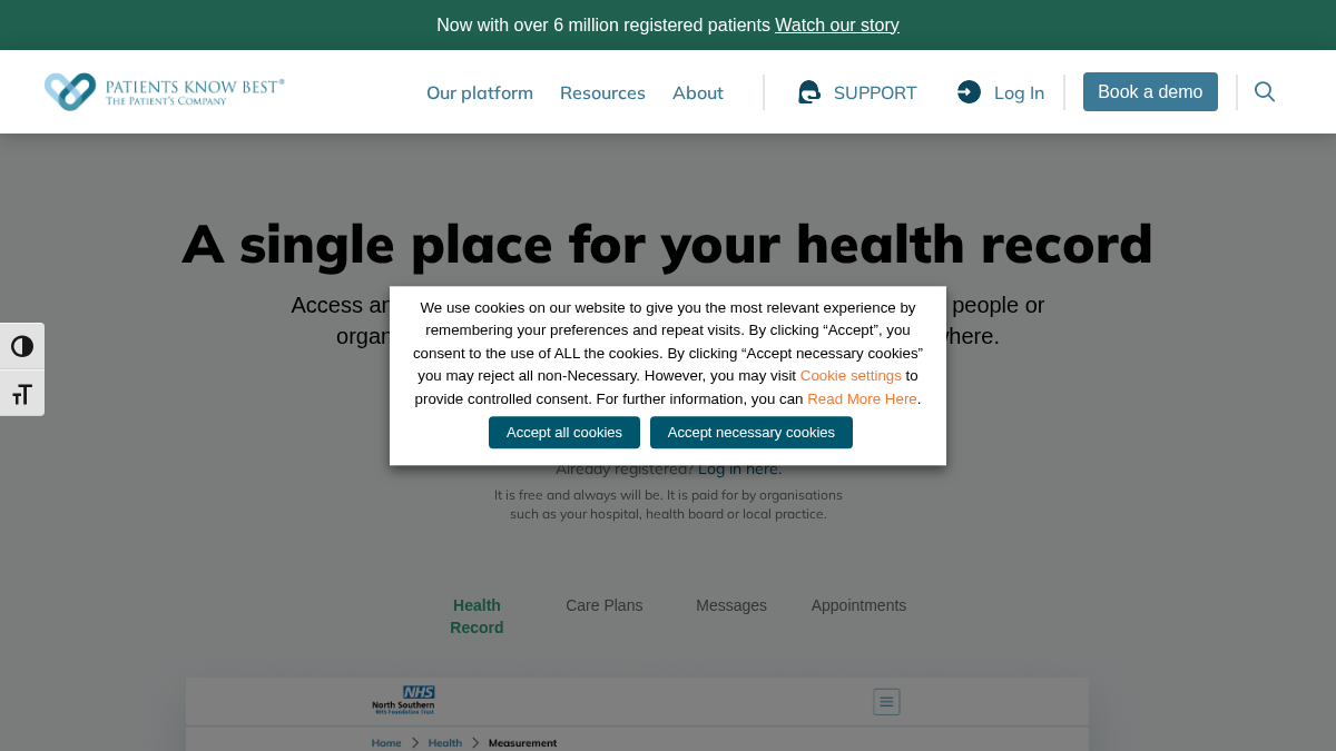 patientsknowbest.com 官网首页截图