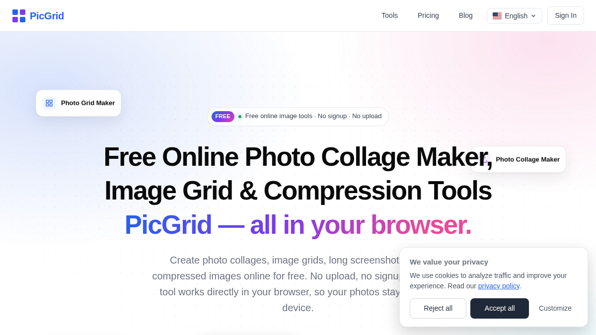 picgrid.app 官网首页截图