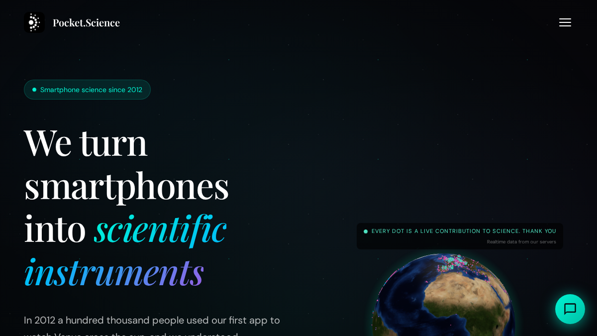 pocket.science 官网首页截图