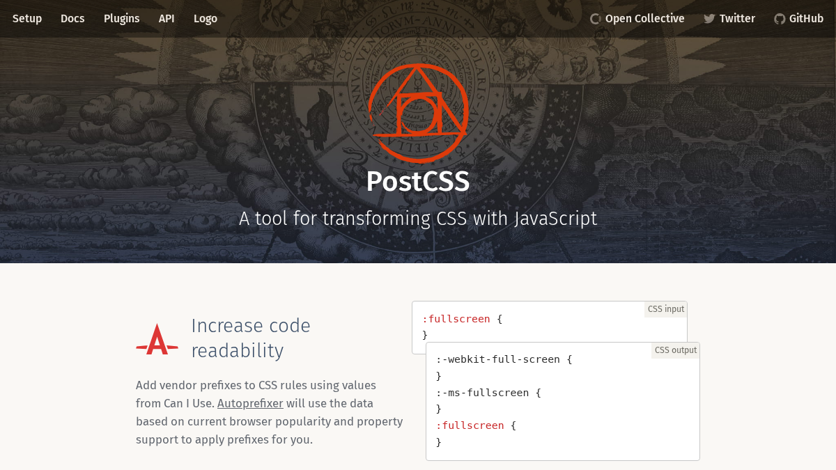 postcss.org 官网首页截图