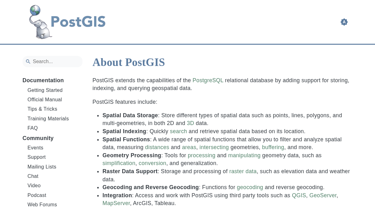 postgis.net 官网首页截图