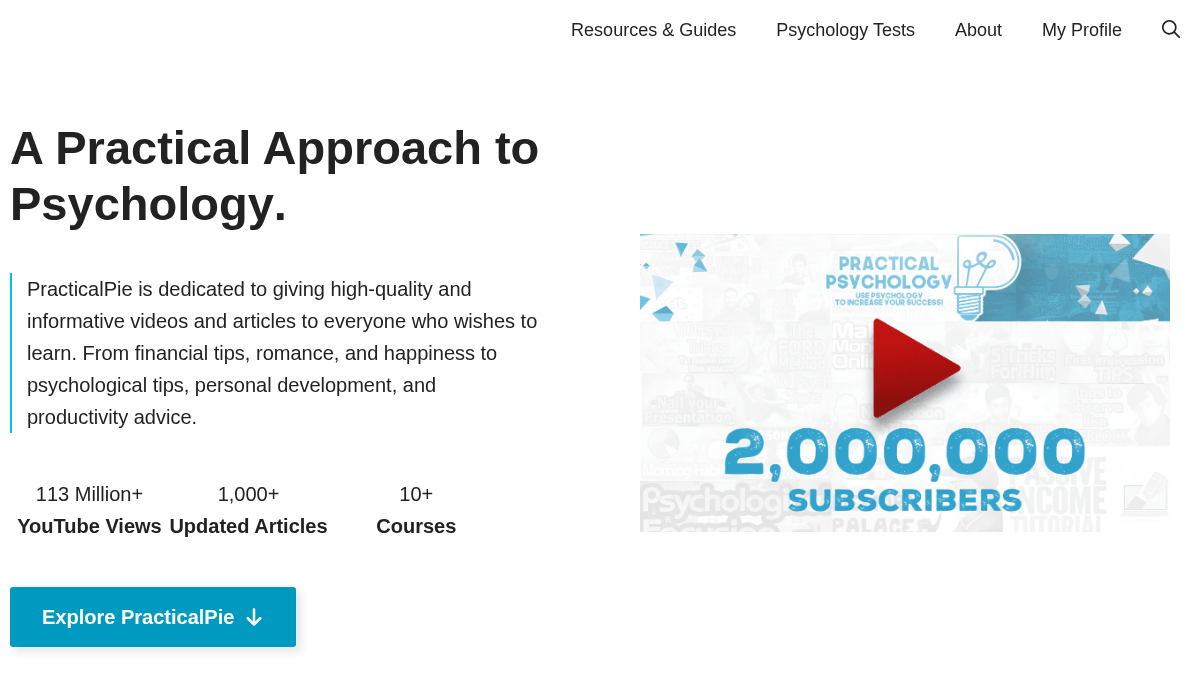practicalpsychology.com 官网首页截图