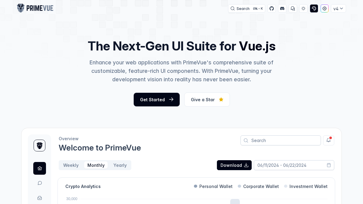 primevue.org 官网首页截图