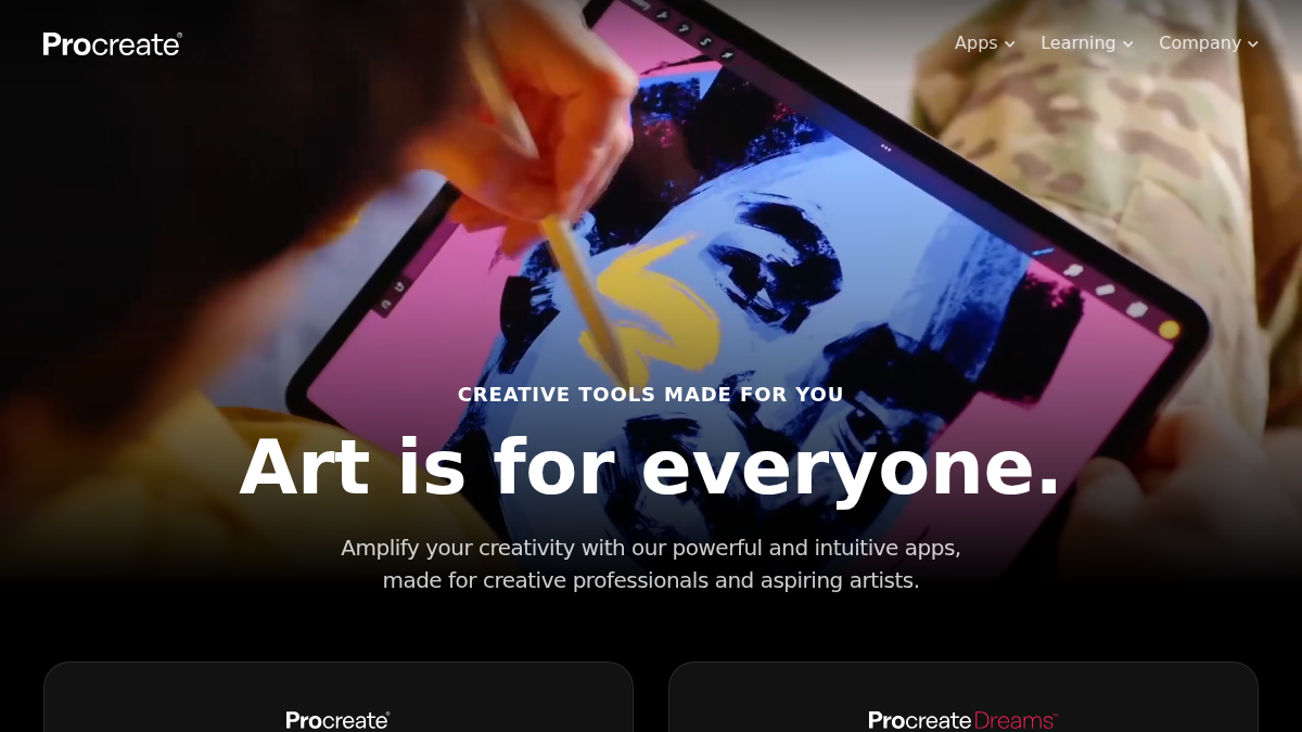 procreate.com 官网首页截图