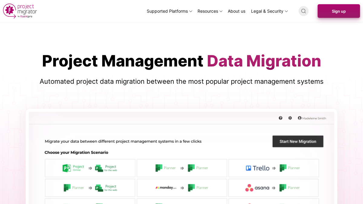 projectmigrator.com 官网首页截图