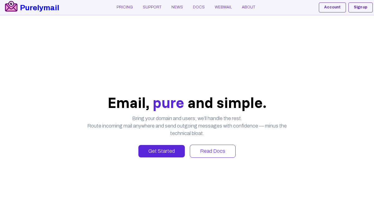 purelymail.com 官网首页截图