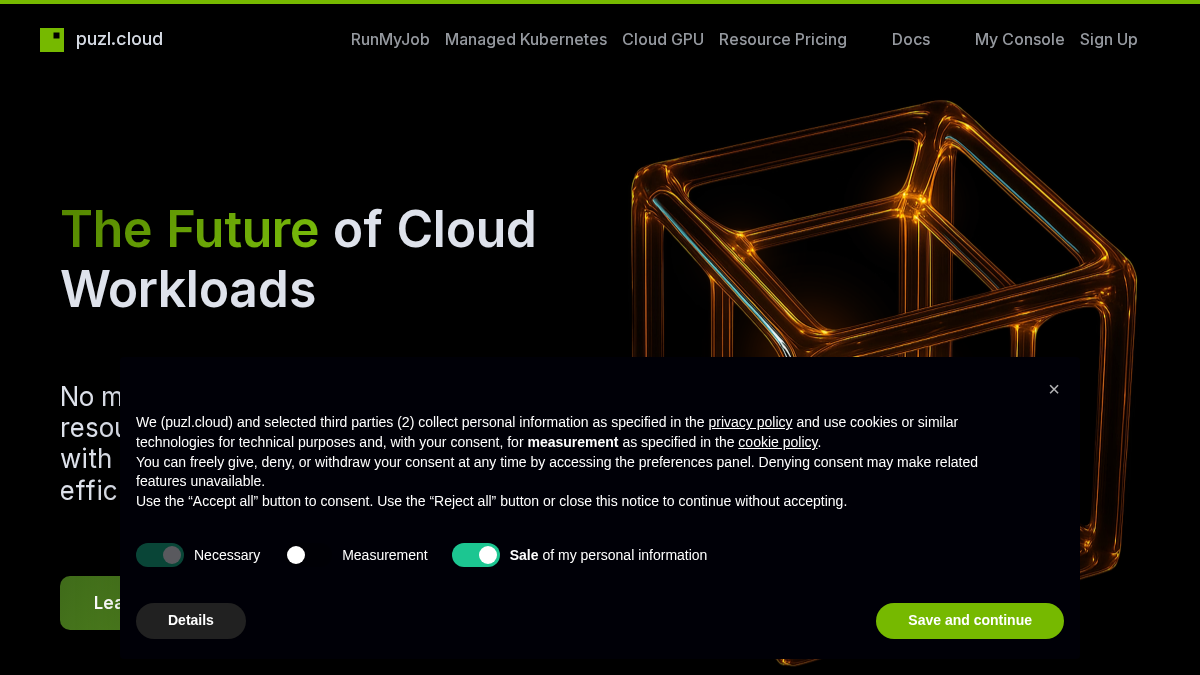 puzl.cloud 官网首页截图