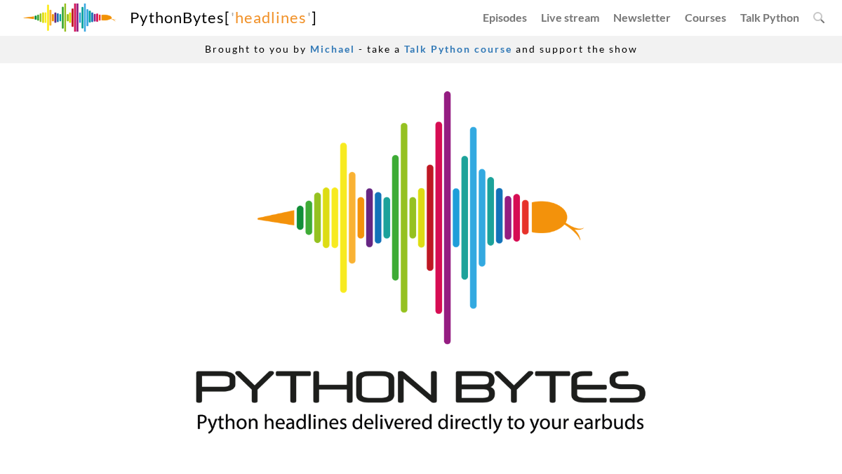 pythonbytes.fm 官网首页截图
