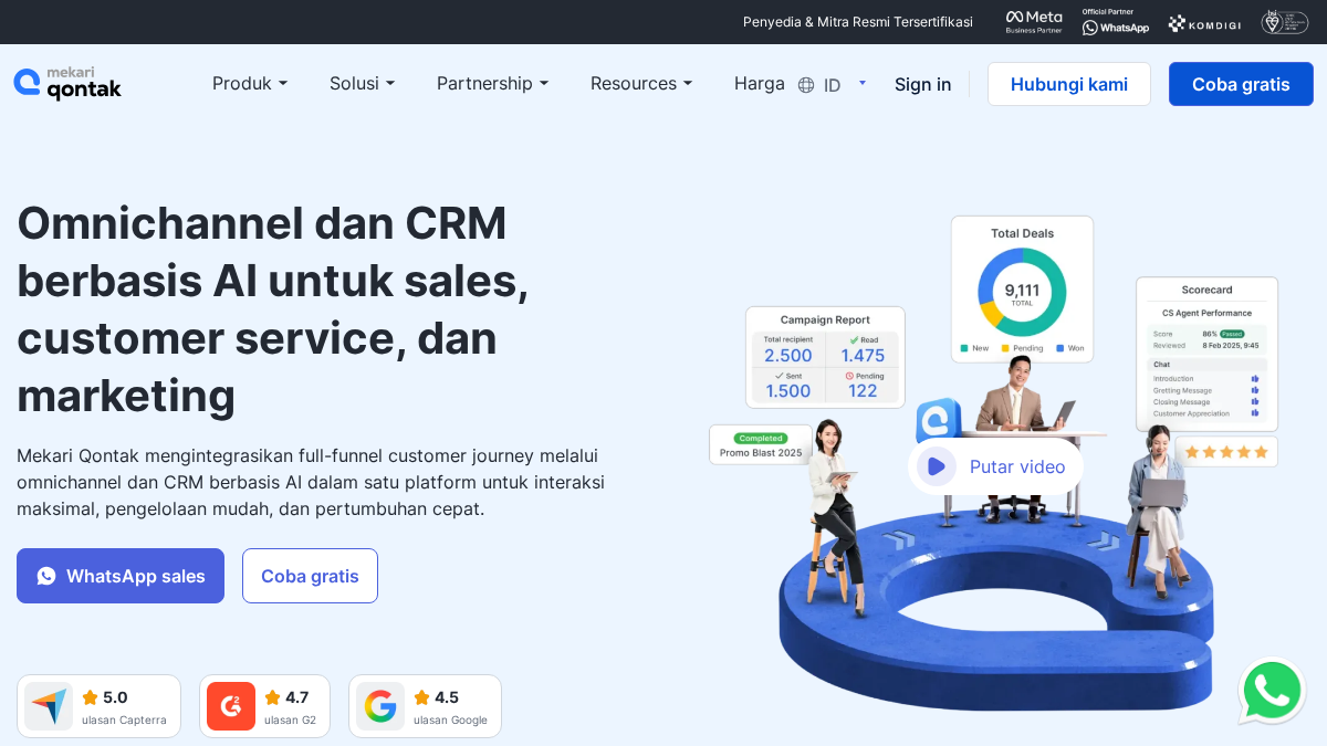 qontak.com 官网首页截图