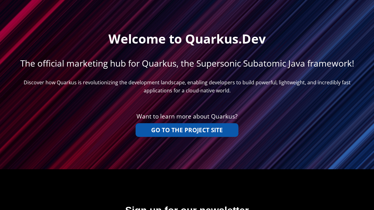 quarkus.dev 官网首页截图