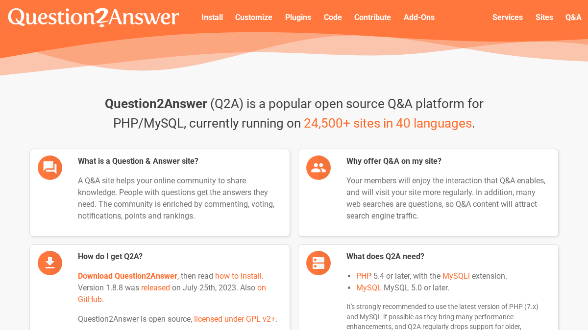 question2answer.org 官网首页截图