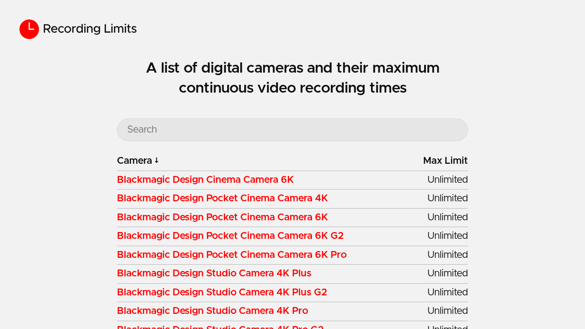 recordinglimits.com 官网首页截图