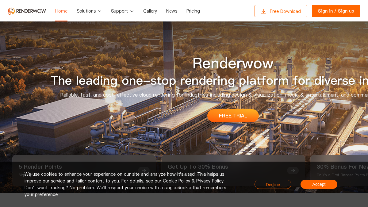 renderwow.com 官网首页截图