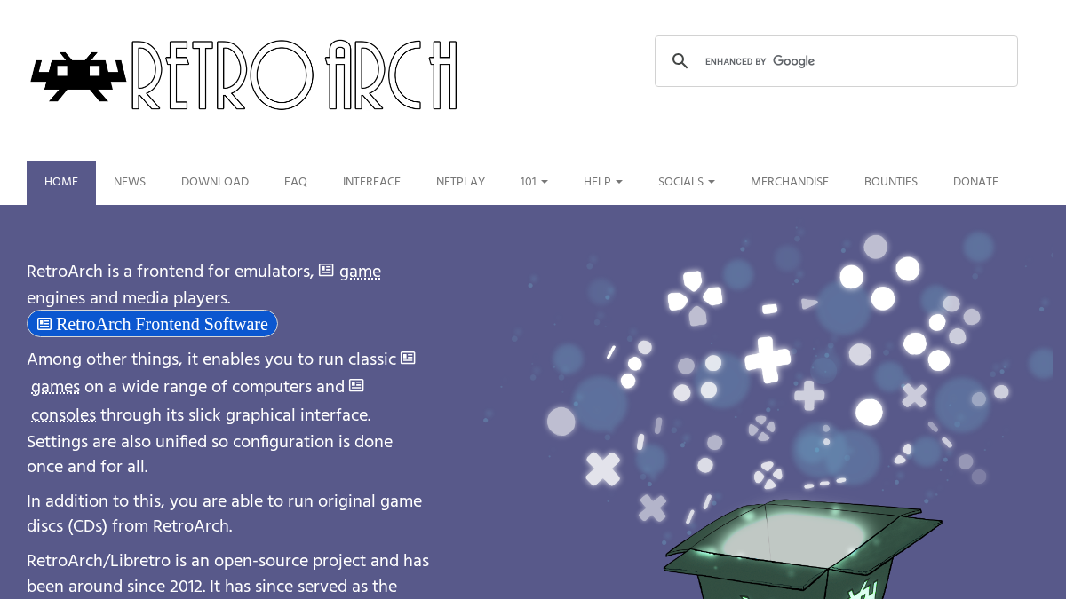 retroarch.com 官网首页截图