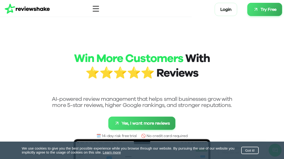 reviewshake.com 官网首页截图