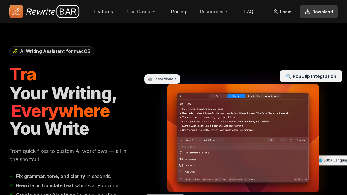 rewritebar.com 官网首页截图