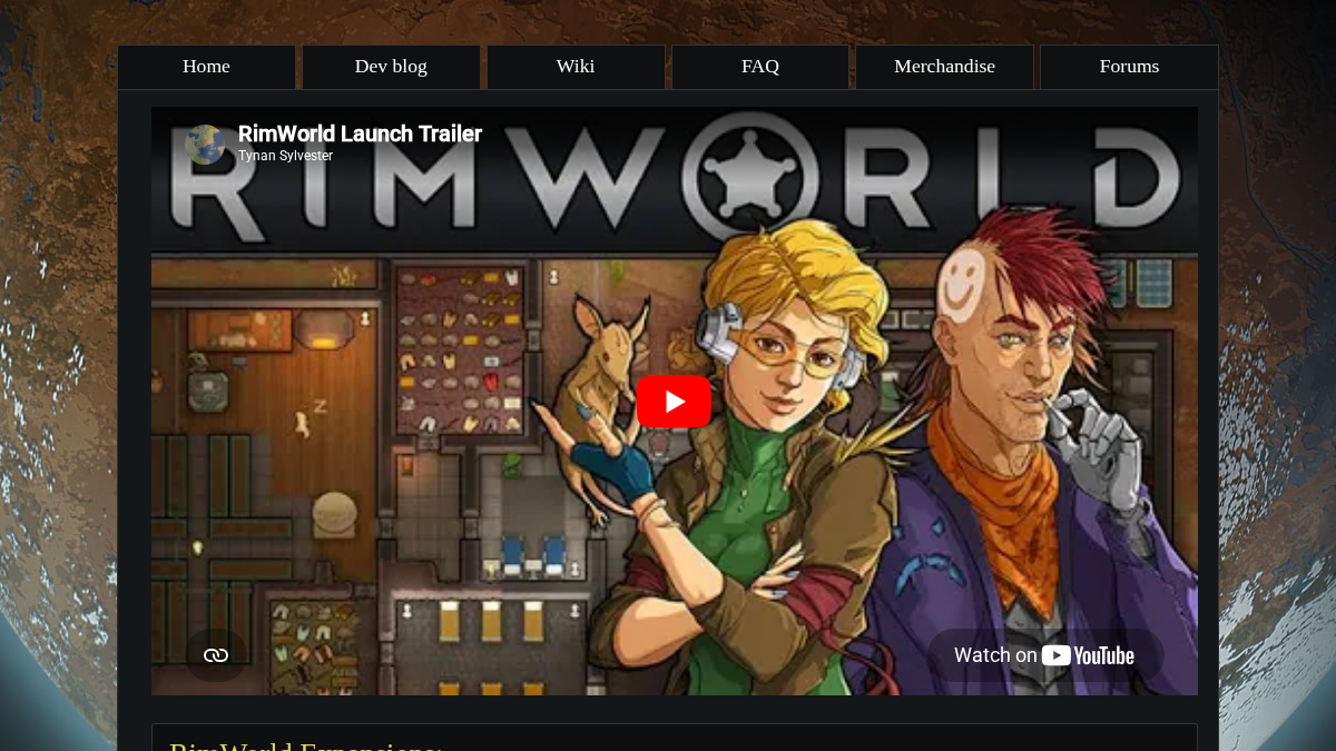 rimworldgame.com 官网首页截图