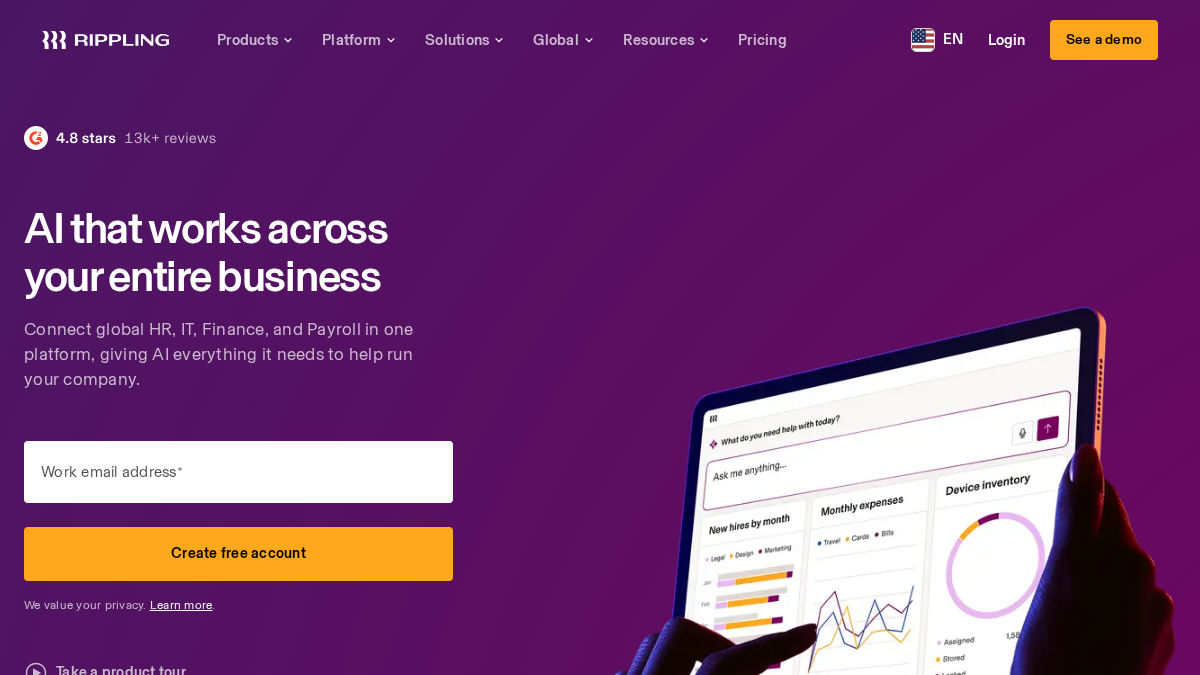 rippling.com 官网首页截图