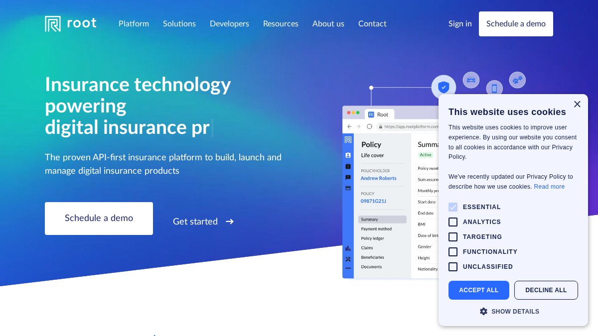 rootplatform.com 官网首页截图