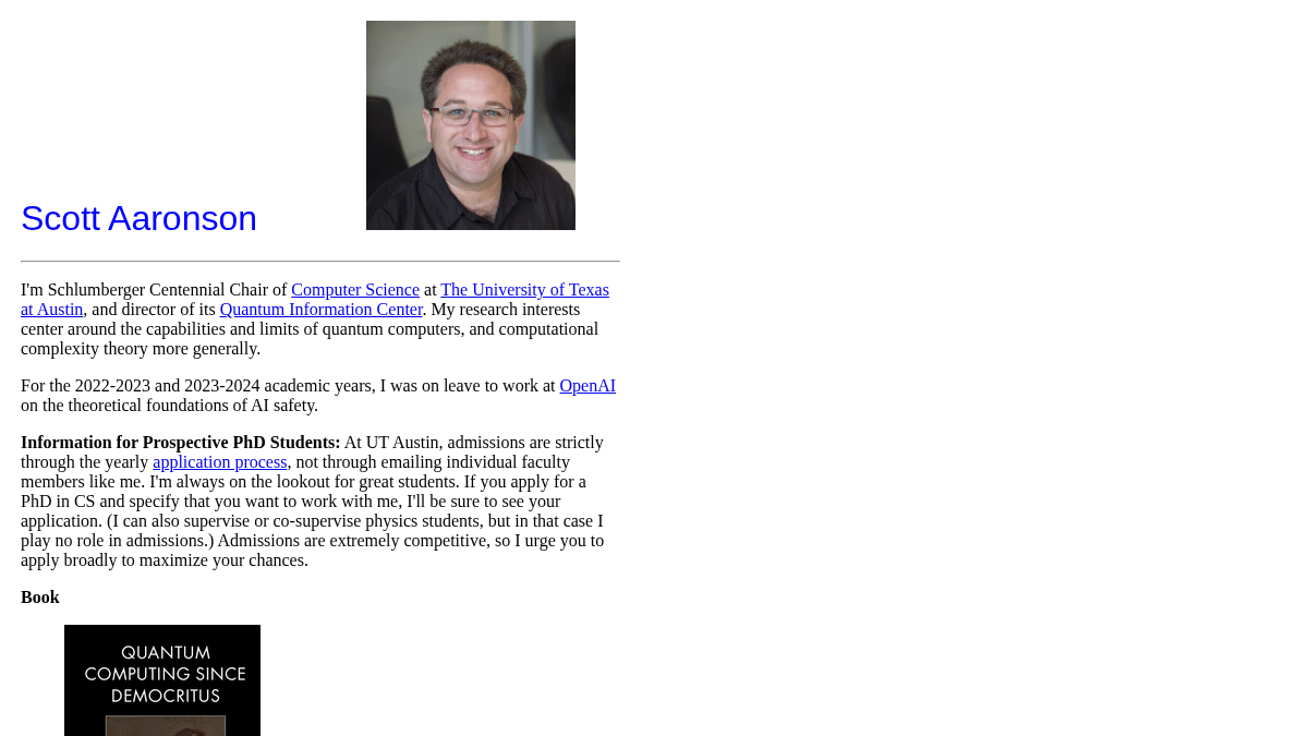 scottaaronson.com 官网首页截图