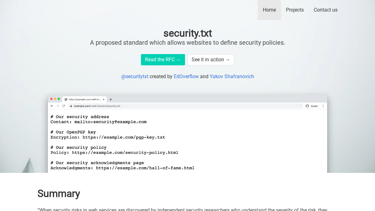 securitytxt.org 官网首页截图