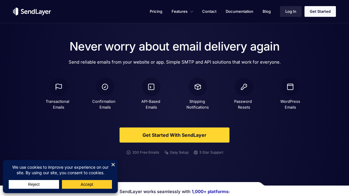 sendlayer.com 官网首页截图