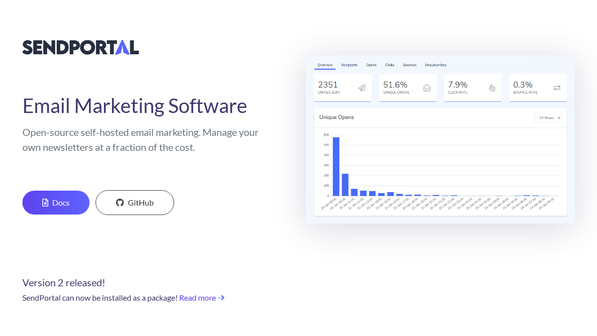sendportal.io 官网首页截图
