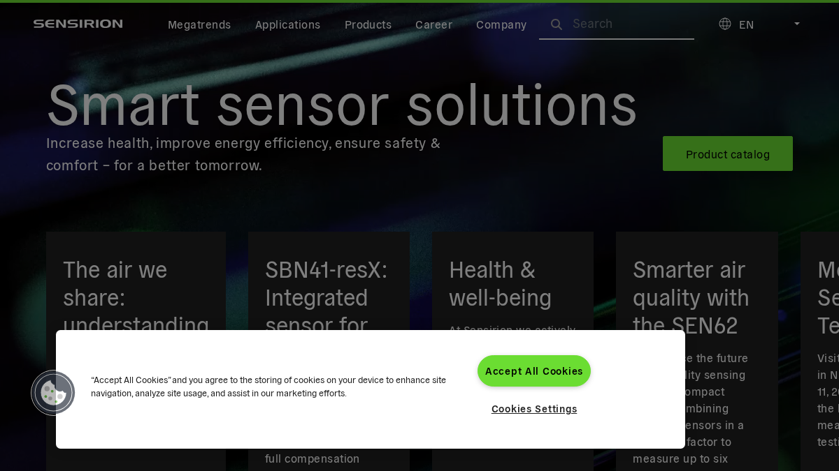 sensirion.com 官网首页截图