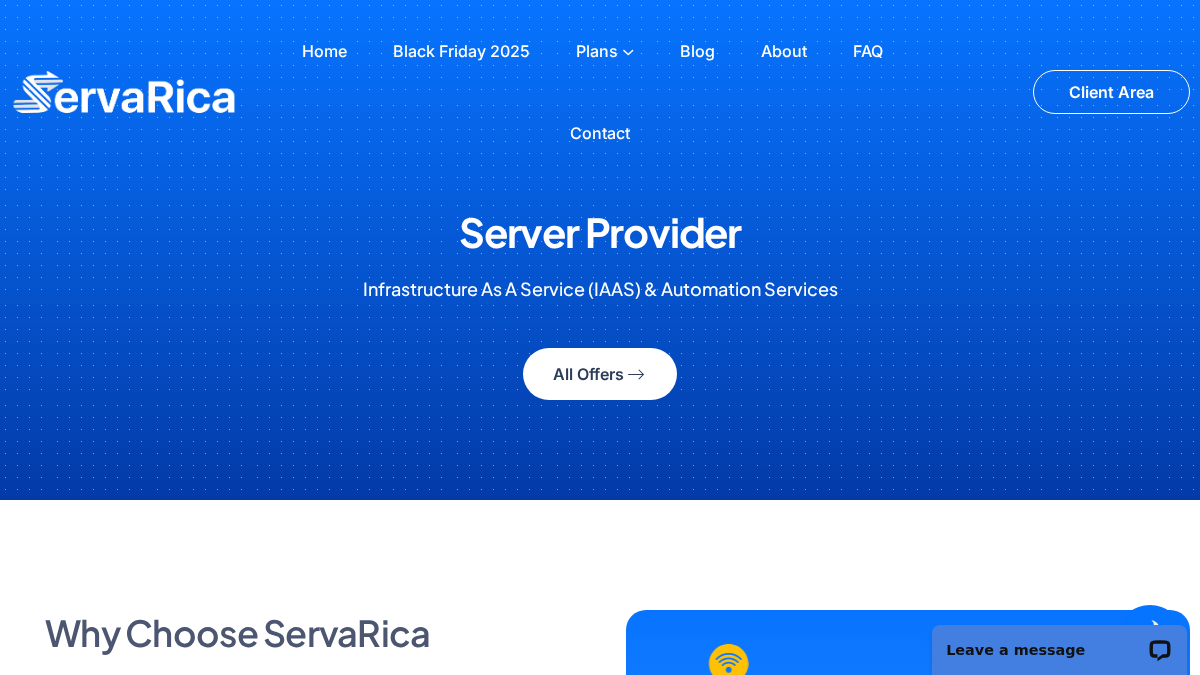 servarica.com 官网首页截图