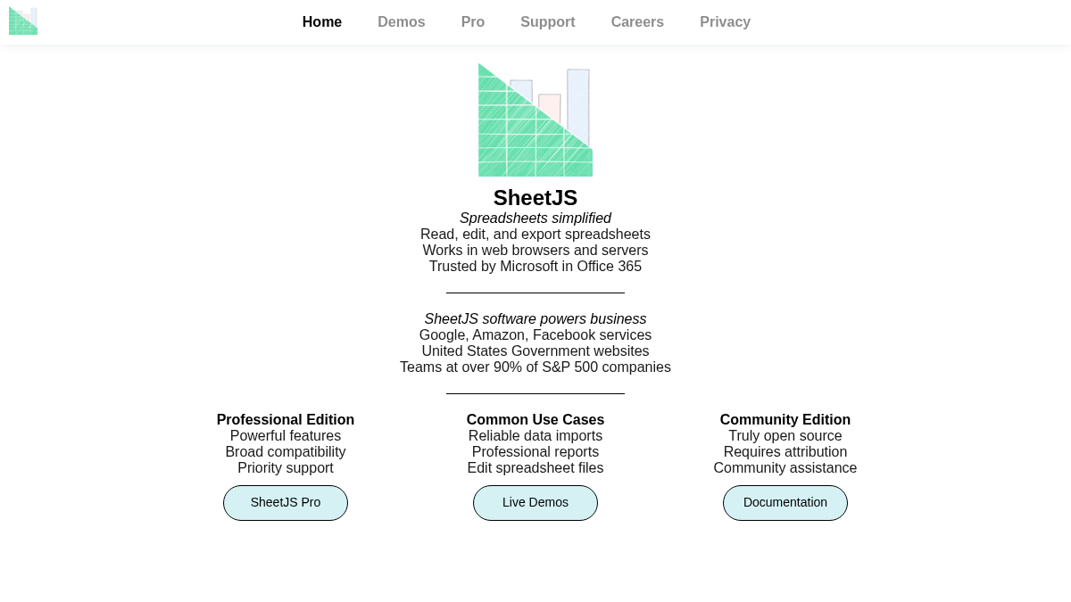 sheetjs.com 官网首页截图