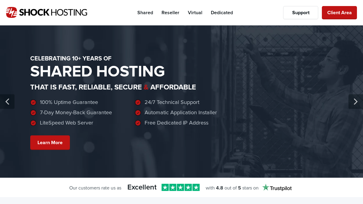 shockhosting.com 官网首页截图