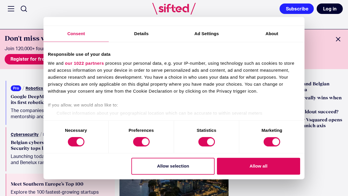 sifted.eu 官网首页截图