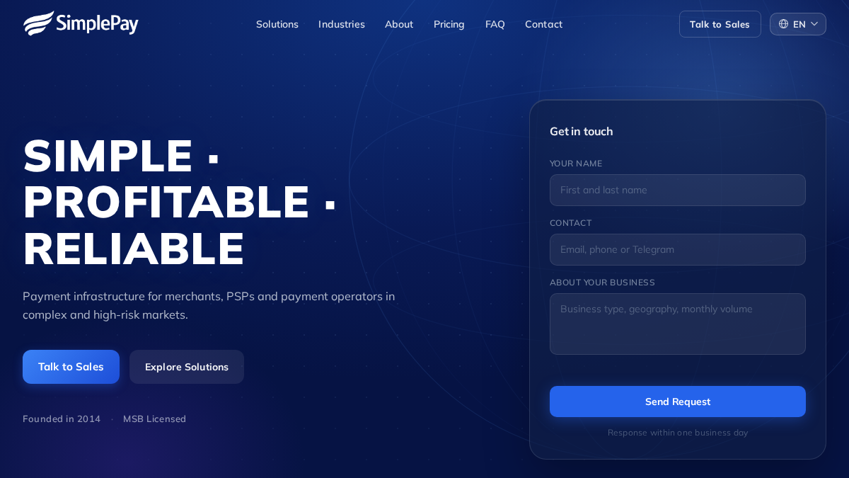 simplepay.pro 官网首页截图