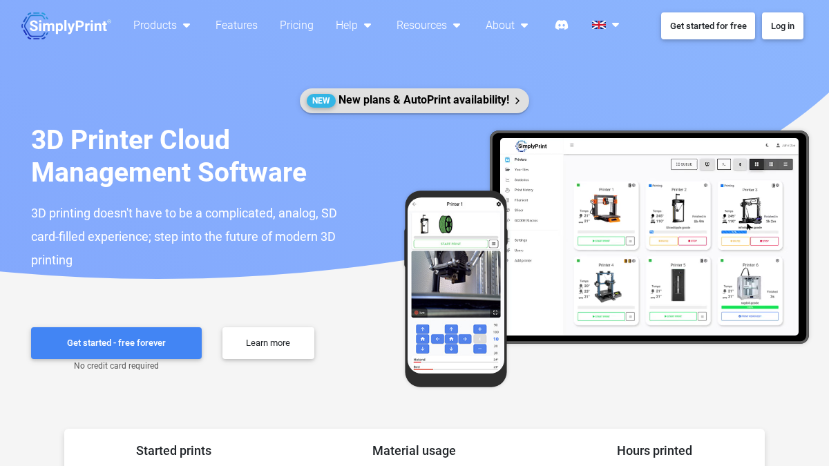 simplyprint.io 官网首页截图