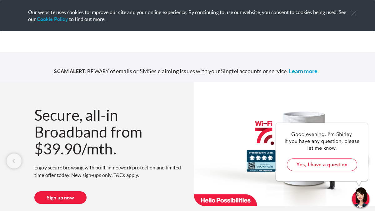 singtel.com 官网首页截图