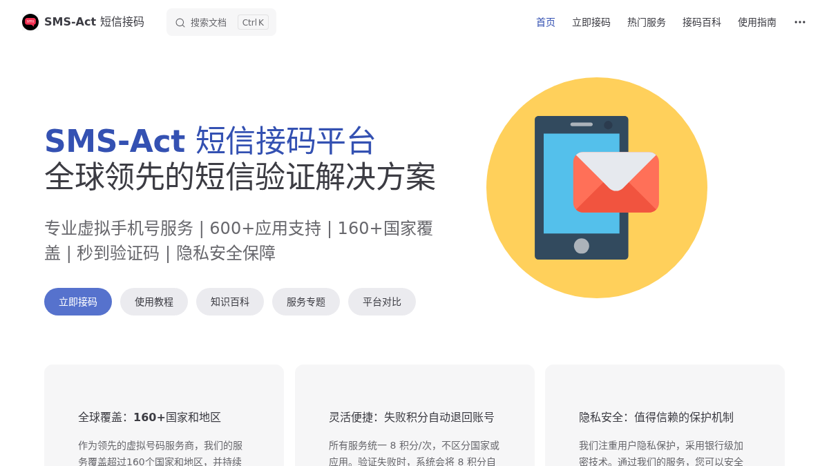 sms-act.net 官网首页截图