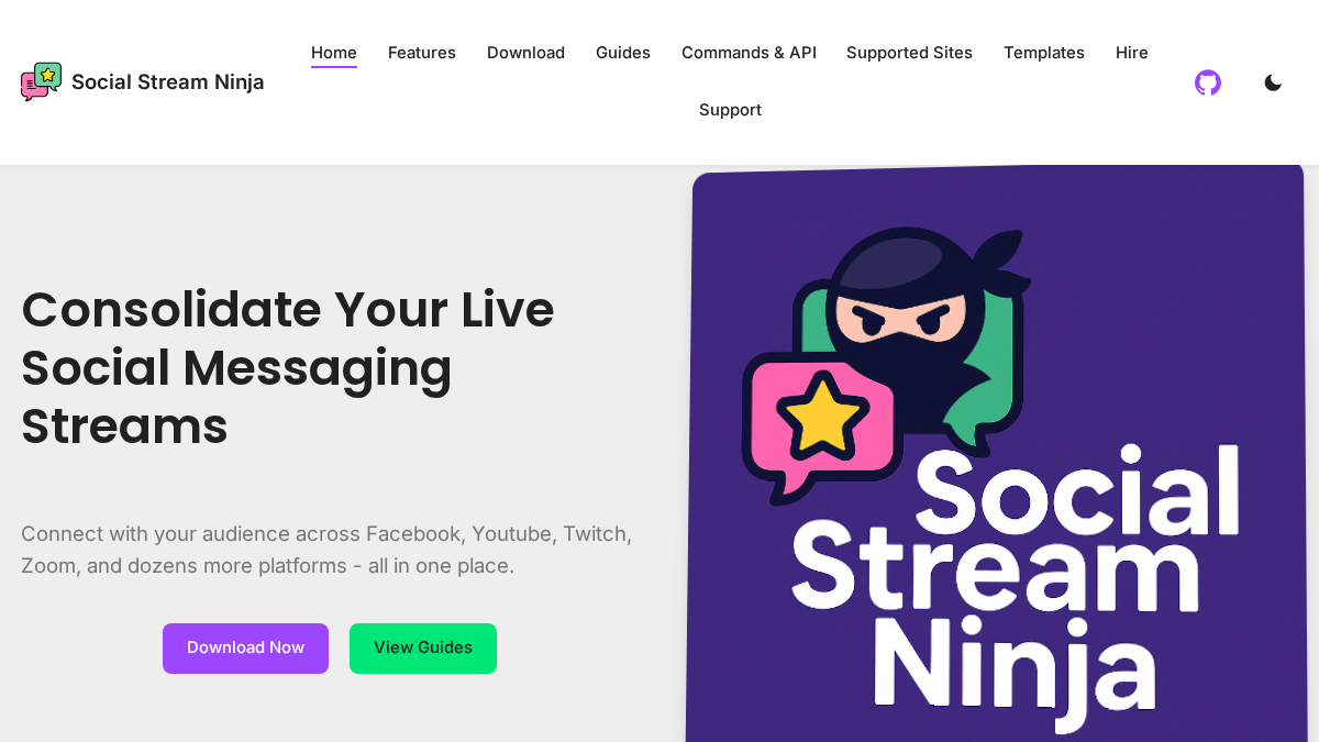 socialstream.ninja 官网首页截图