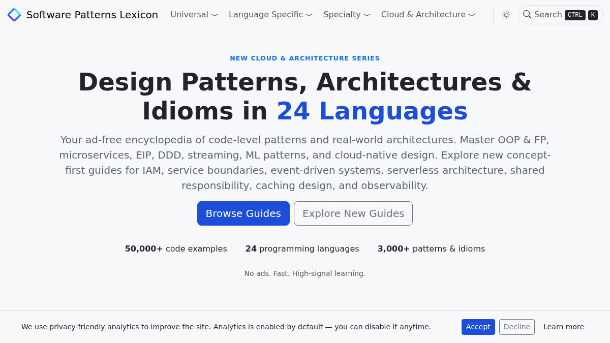 softwarepatternslexicon.com 官网首页截图