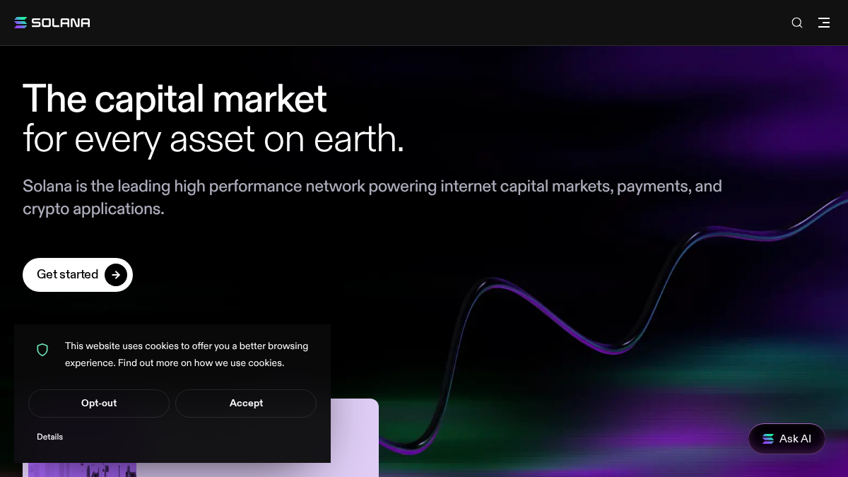 solana.com 官网首页截图