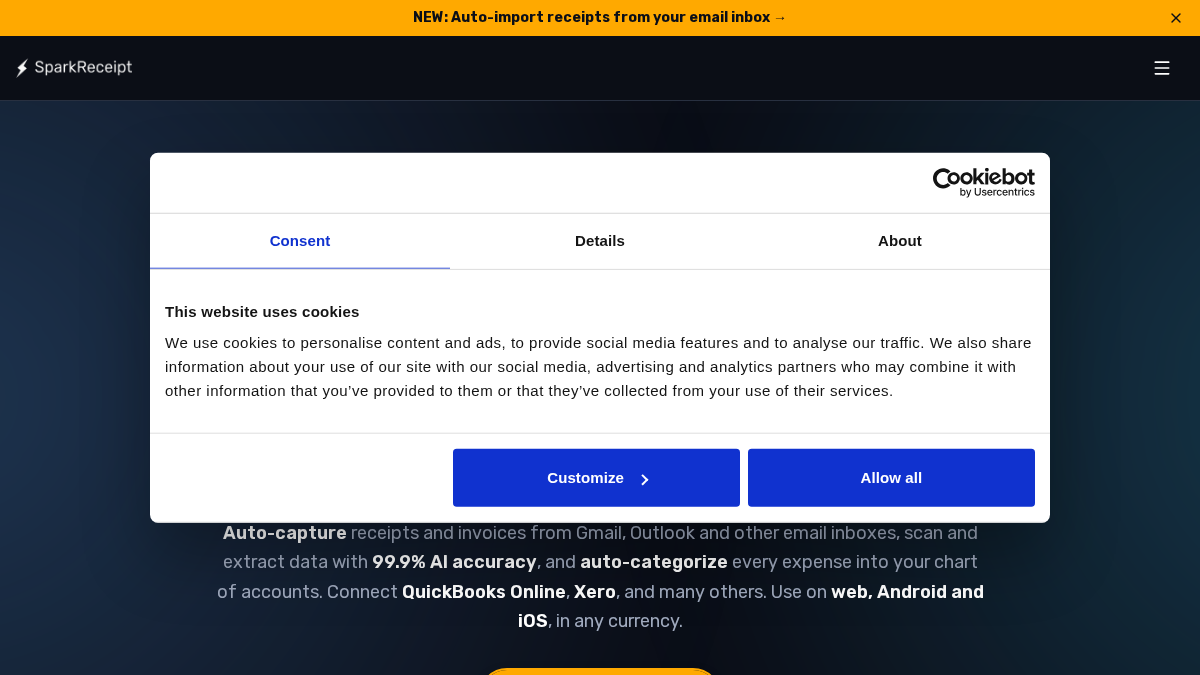 sparkreceipt.com 官网首页截图