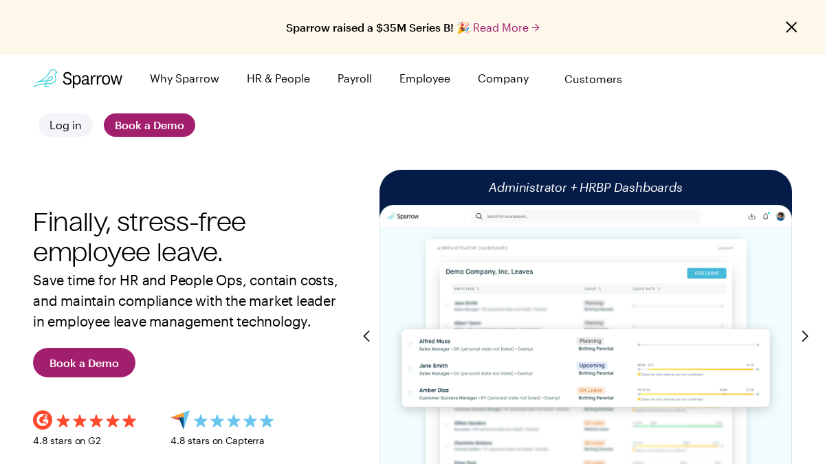 sparrow.com 官网首页截图