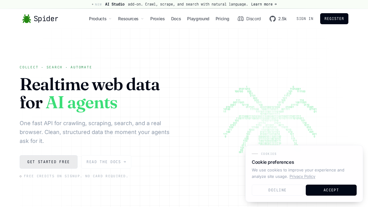 spider.cloud 官网首页截图