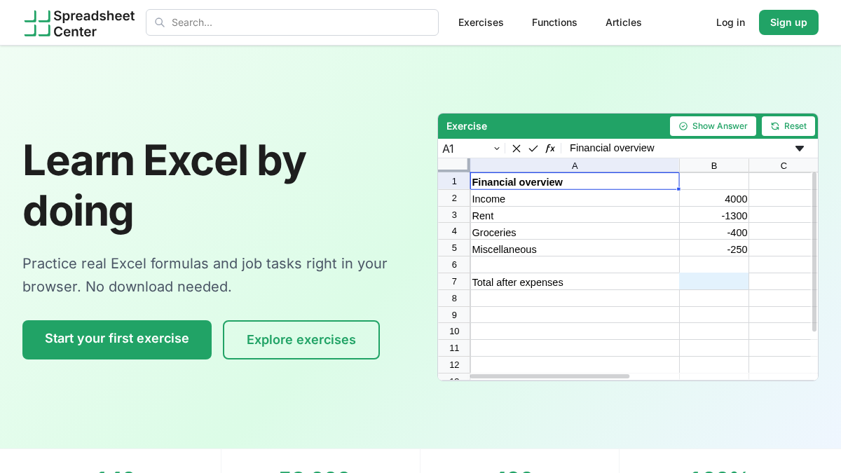 spreadsheetcenter.com 官网首页截图