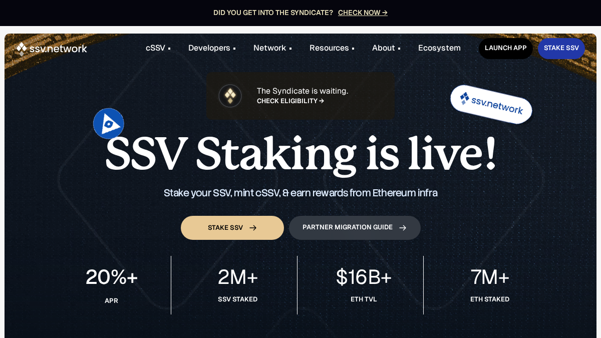 ssv.network 官网首页截图