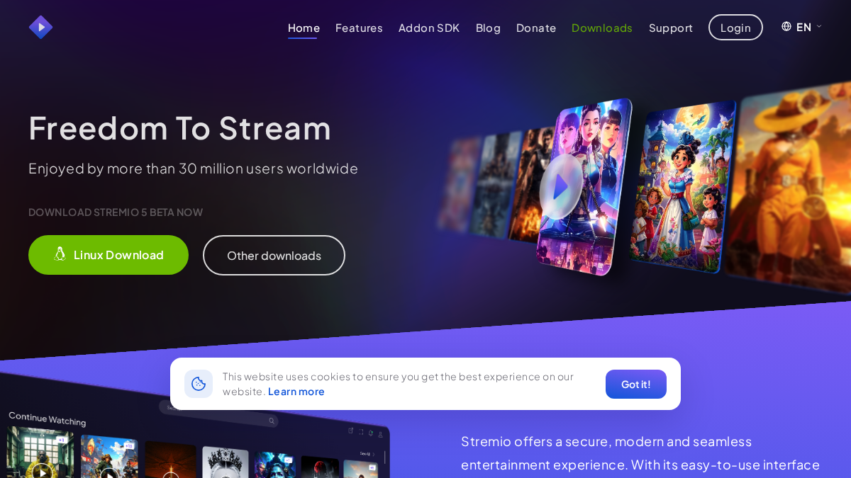 stremio.org 官网首页截图