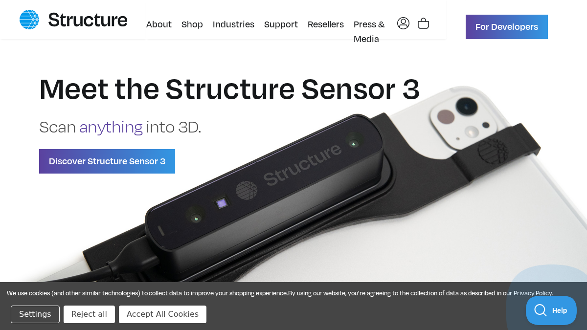 structure.io 官网首页截图