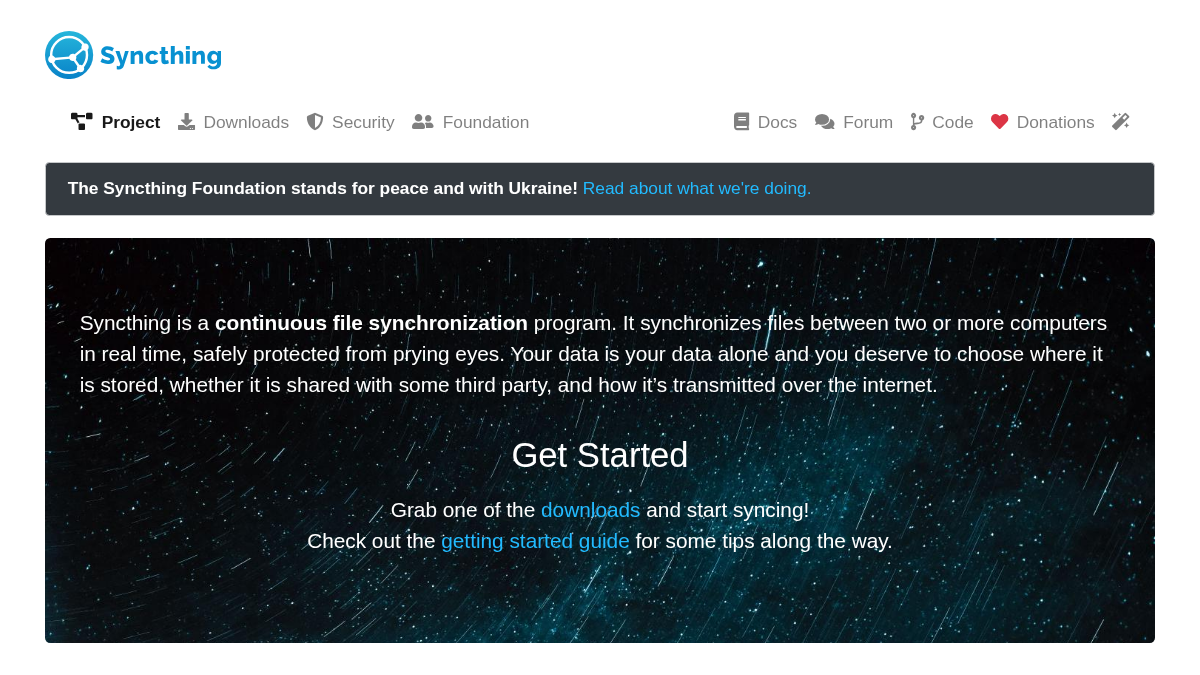 syncthing.net 官网首页截图